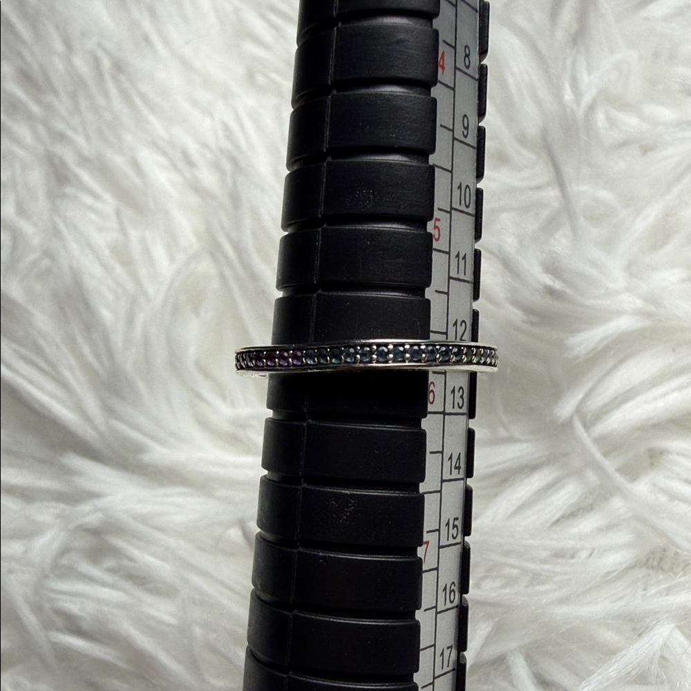 Pandora Multicolor Cz Thin Stackable Ring - Silve… - image 1